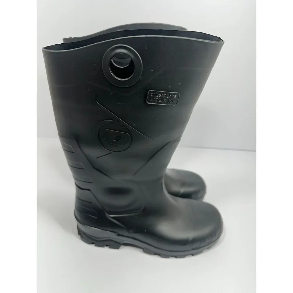 Dunlop Chesapeake Rubber Work Boots Black Waterproof Made USA M9/W11